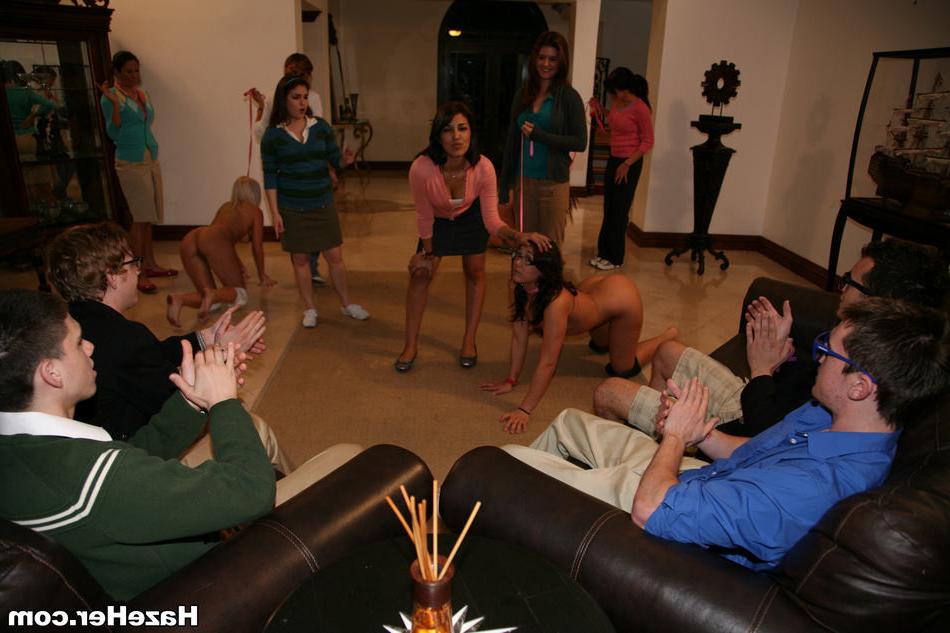 15P Hazed amateur college teens leashed by lesbian sorority sisters