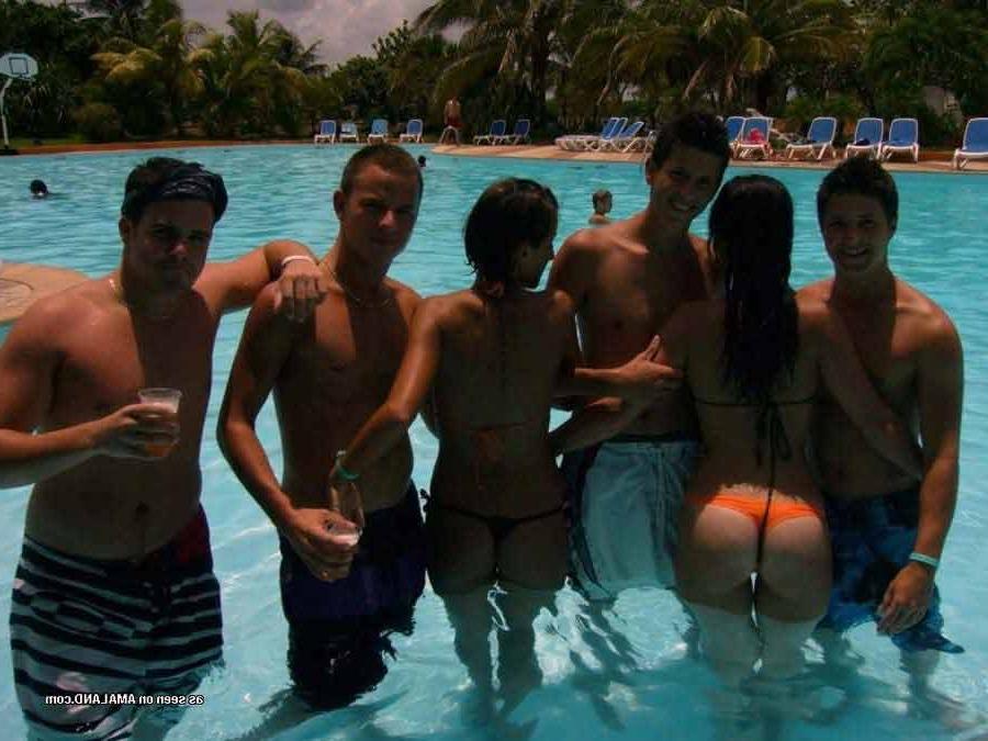 15P Picture selection of naughty amateur bikini lesbos getting wild outdoors 