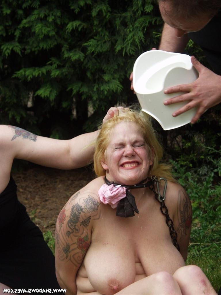 16P Bizarre outdoor lesbian domination and humiliation of busty blonde slavegirl Che