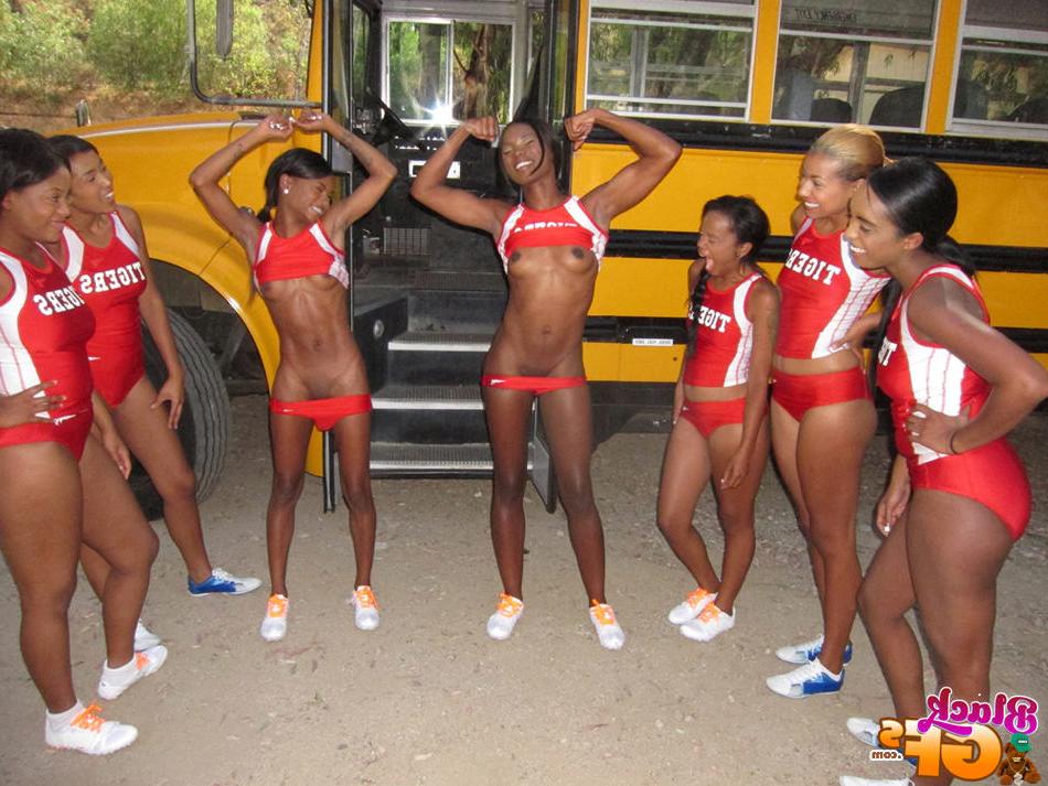 15P Amateur ebony 18 year old lesbian GFs strip on school bus trip