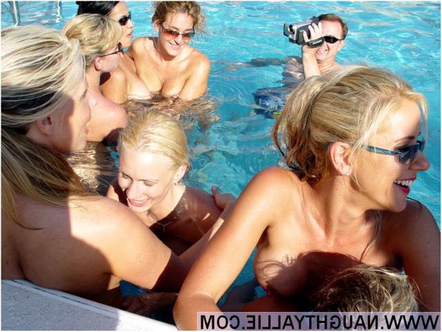 15P Amateur lesbian swingers have a huge poolside orgy