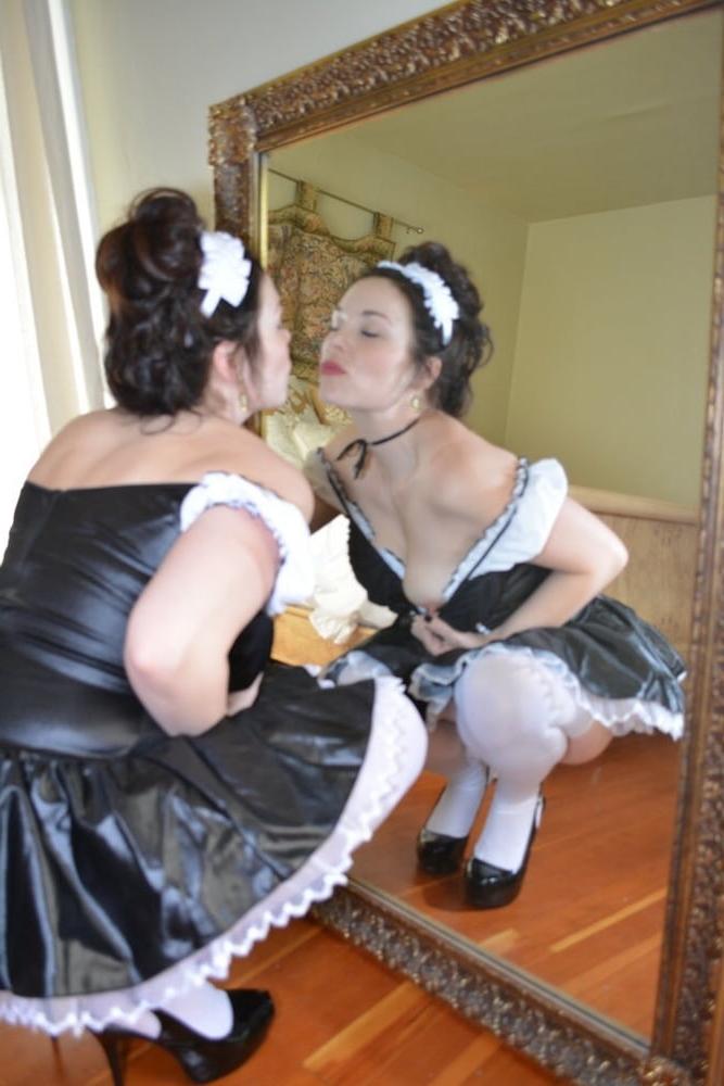 25P French maid MILF with giant dildo