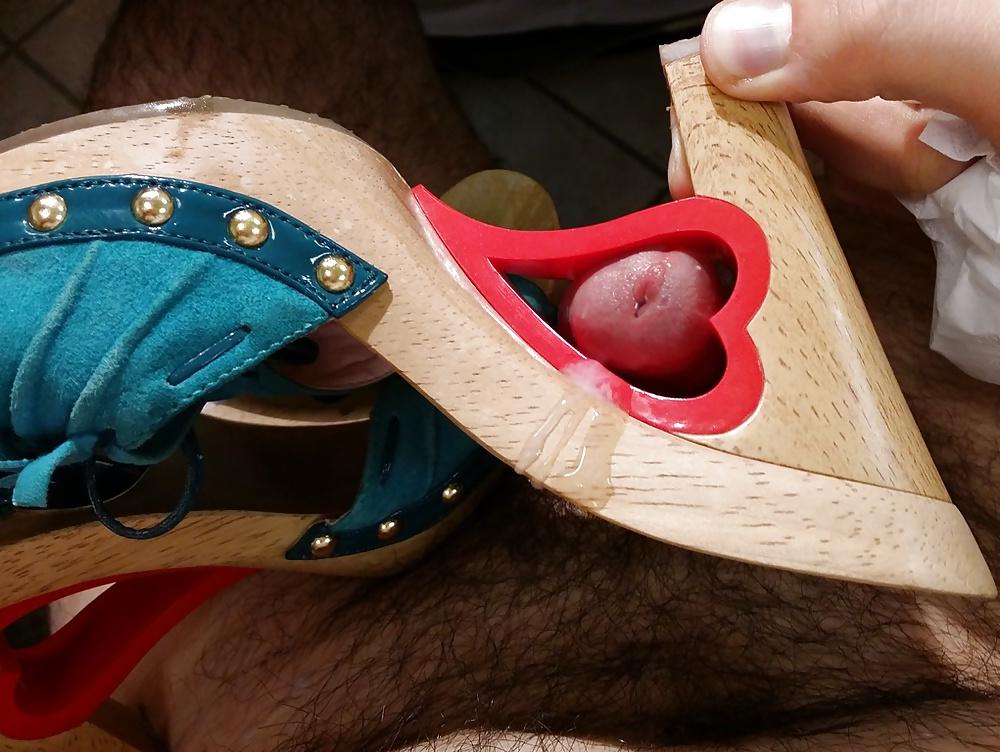 6P Fuck and cum NOT my mother wedge sandals with LOVE hole
