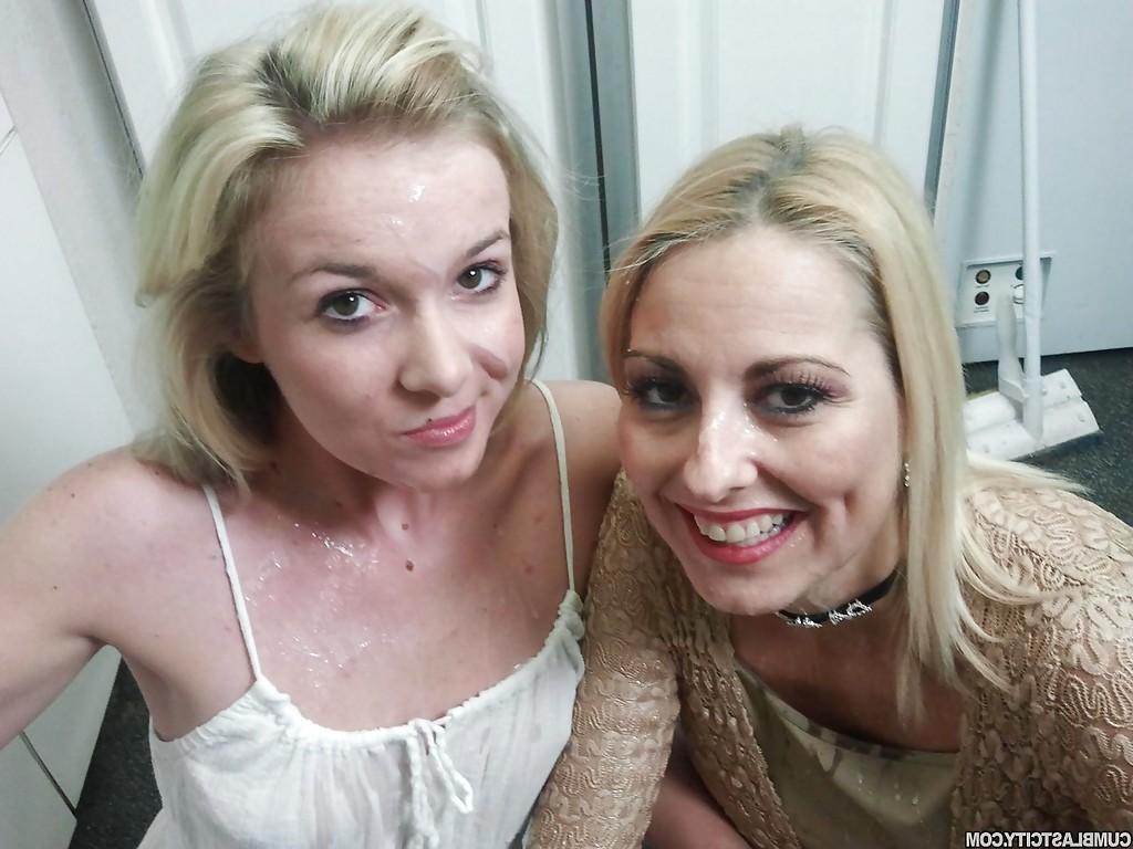16P Lusty teen blonde and her mature friend take turns jerking a hard cock