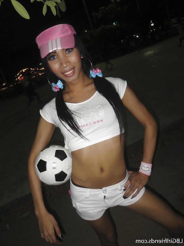 16P Beautiful Asian shemale amateur Marry stroking her dick and posing outdoors