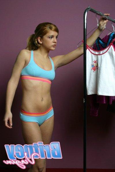16P Pictures of teen hottie Britney Virgin trying on different clothes