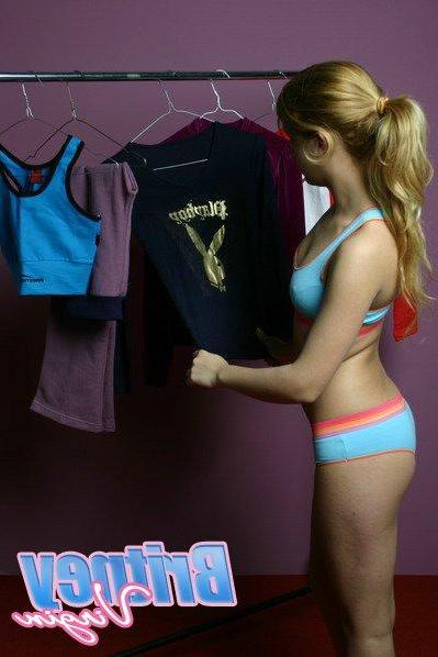 16P Pictures of teen hottie Britney Virgin trying on different clothes