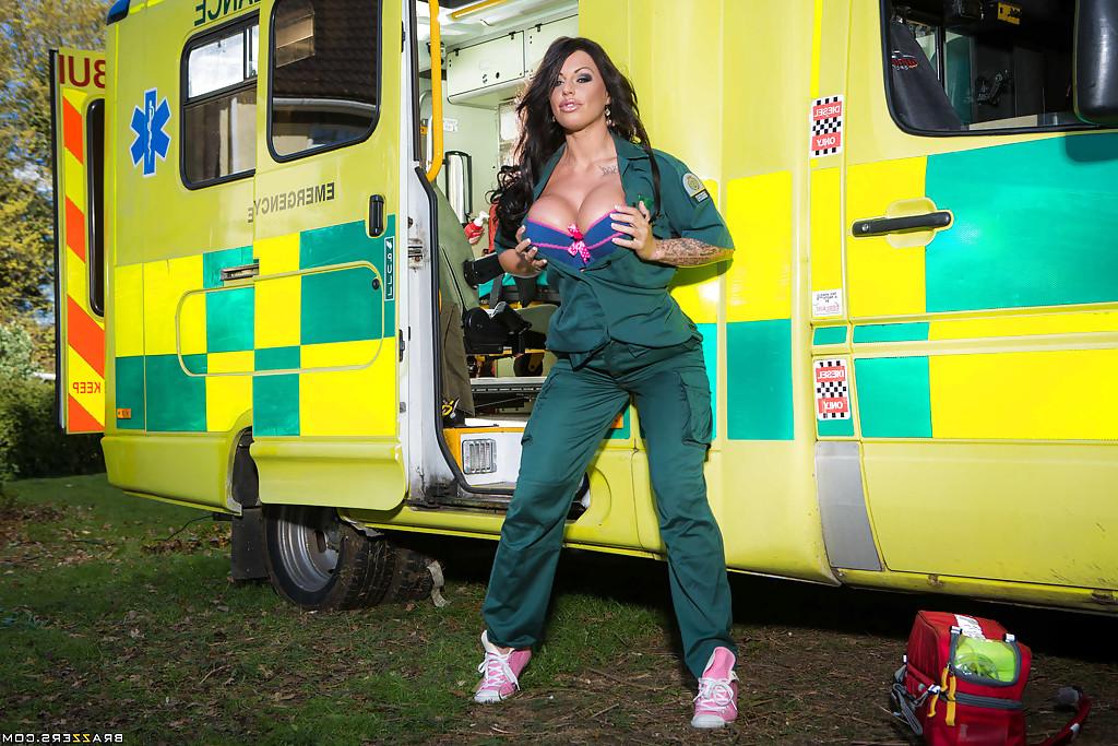 16P Brunette with huge tits Kerry undressing her uniform to show melons