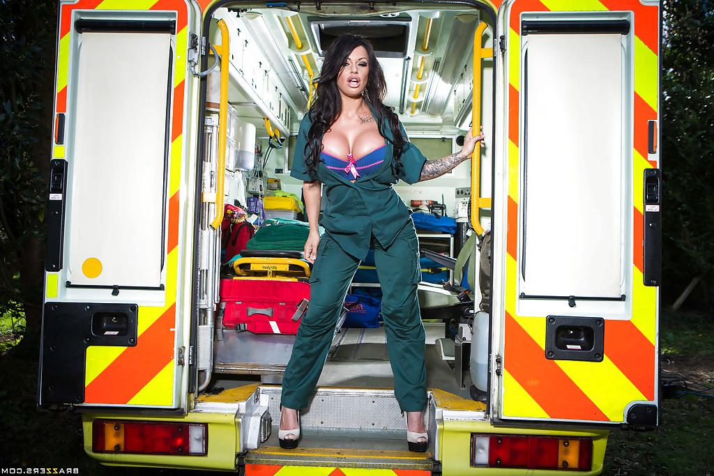 16P Brunette with huge tits Kerry undressing her uniform to show melons