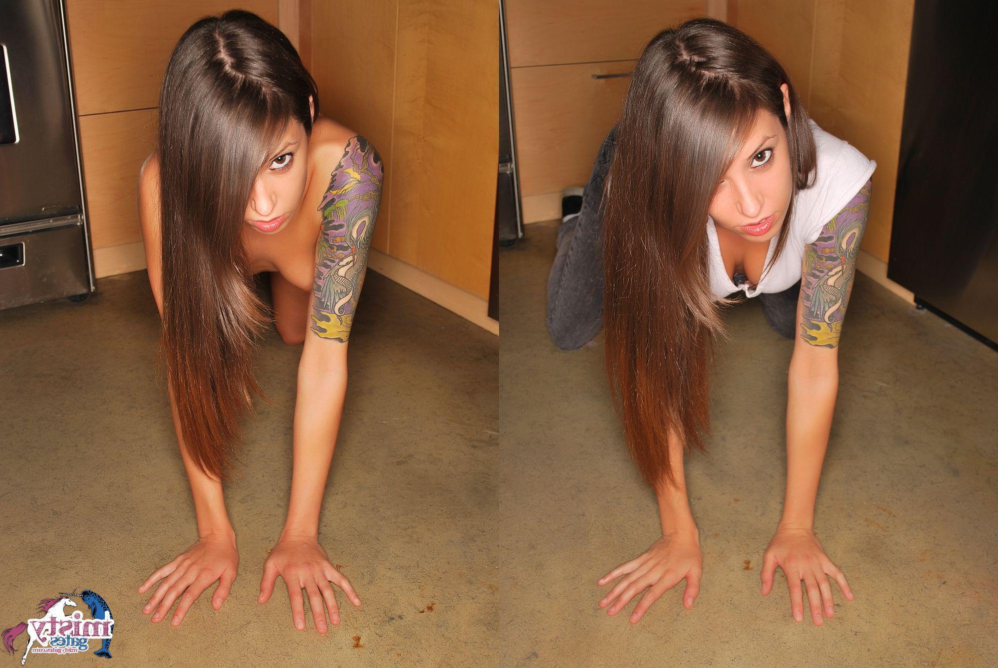 15P Pictures of teen Misty Gates giving you clothes on and off