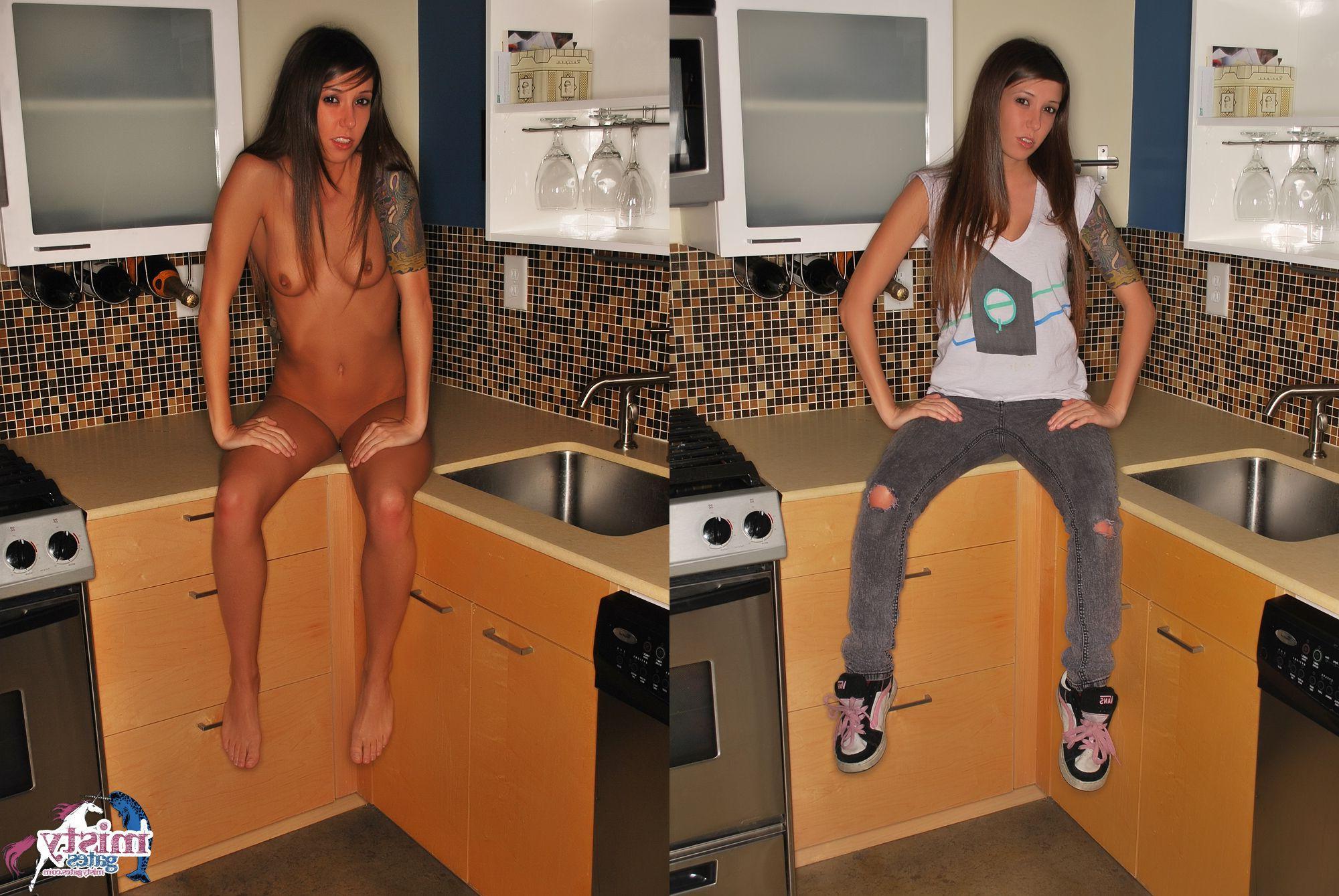 15P Pictures of teen Misty Gates giving you clothes on and off