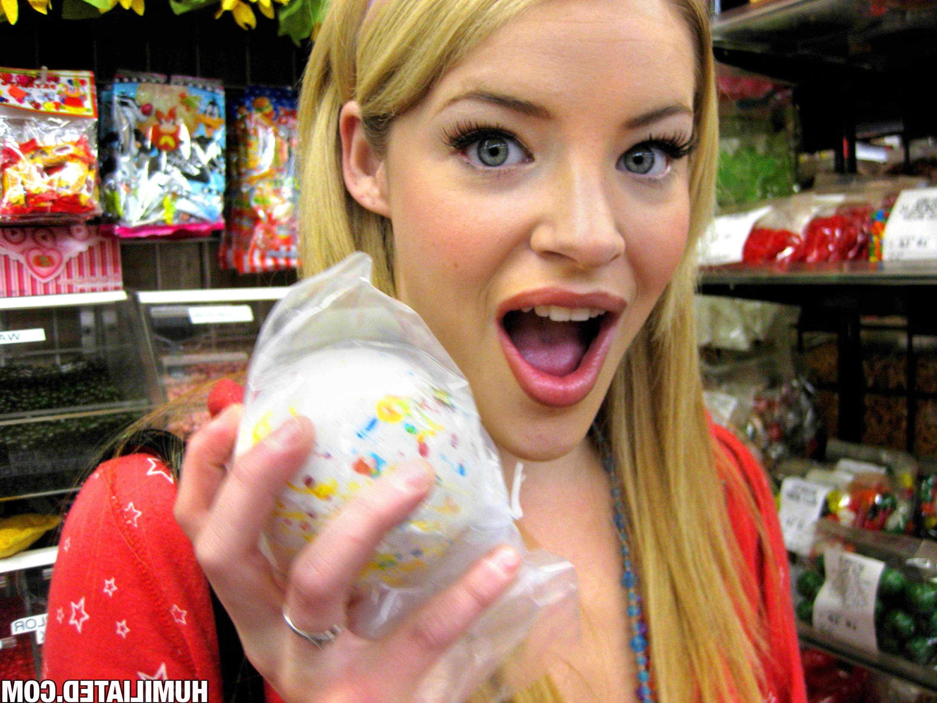 16P Teen hottie Ally Ann gets convinced into bondage and hardcore fucking at a candy store