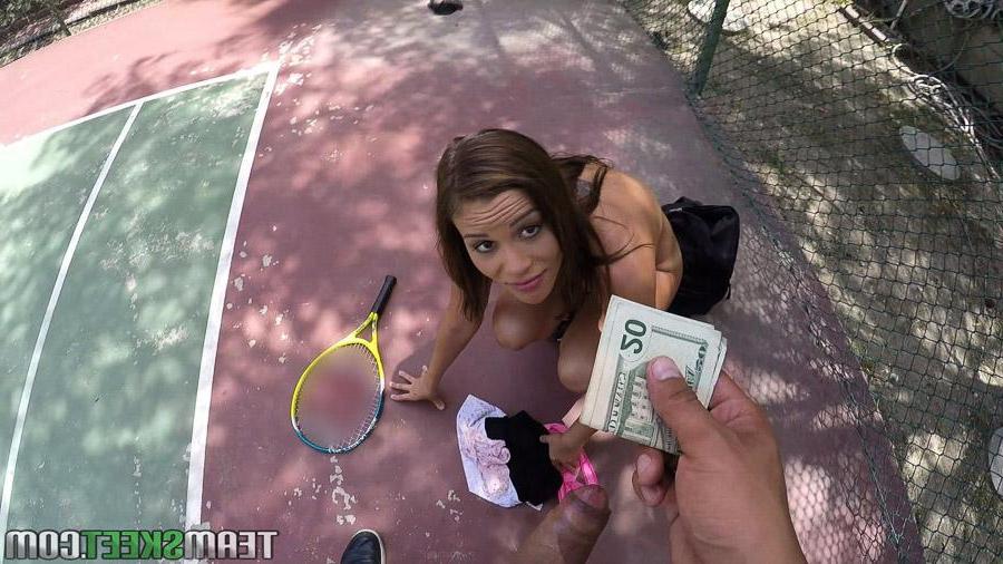 10P Brunette coed Karter Foxx puts out for some cash