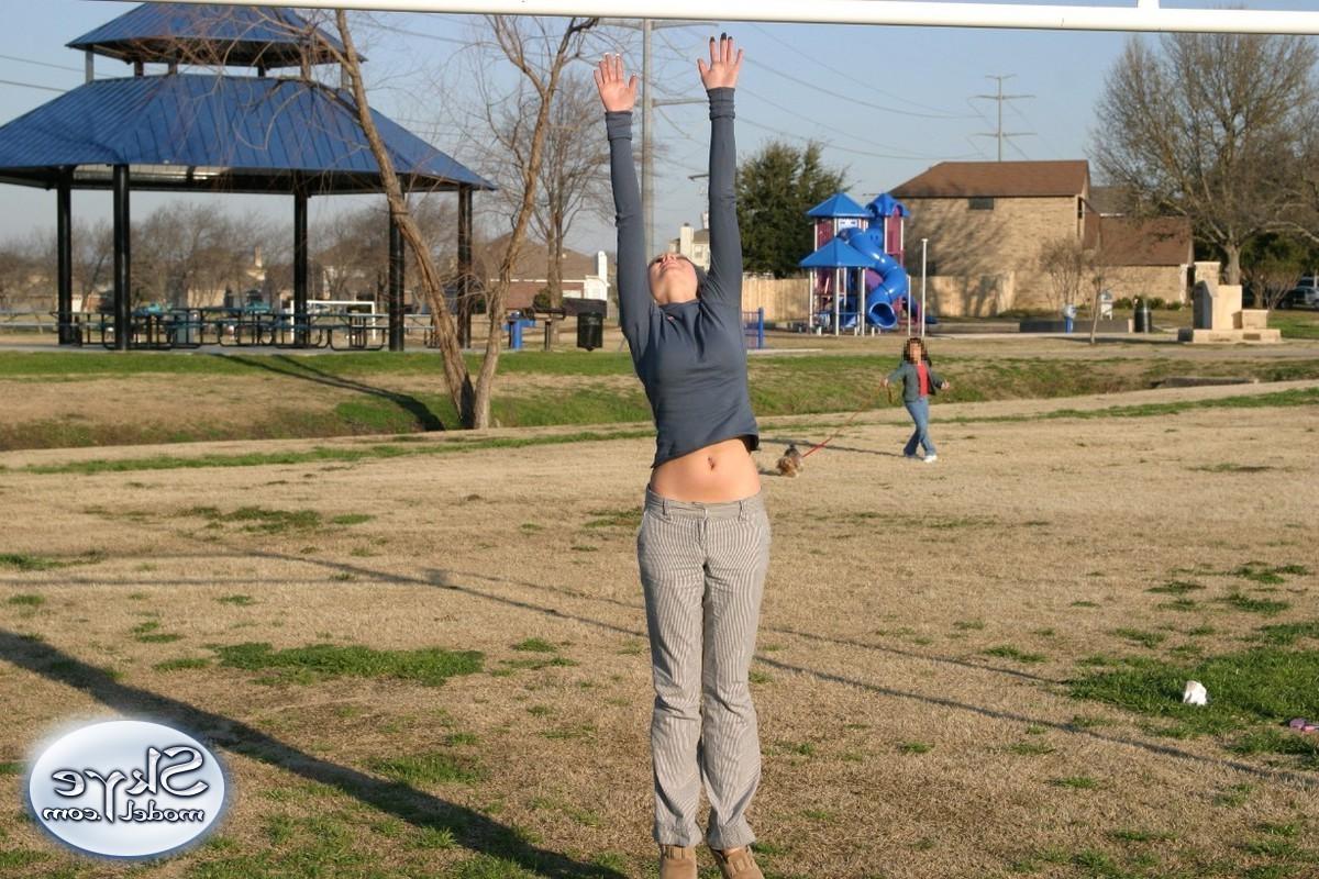 16P Blonde amateur teen outside at playground
