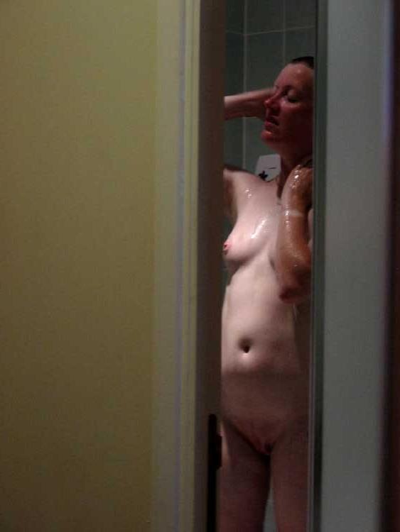 15P Showering amateur milf Frances in voyeur footage