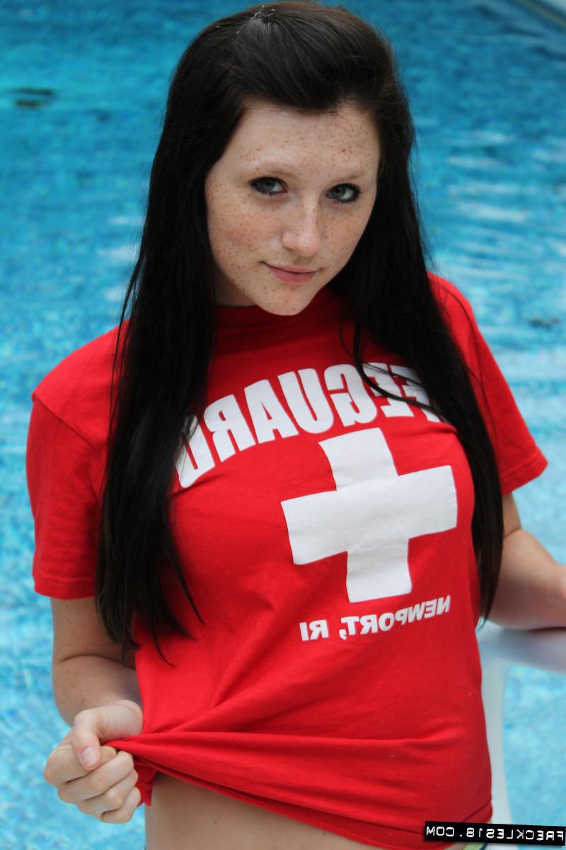 12P Freckled amateur teen lifeguard
