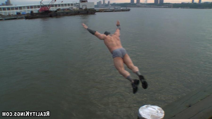 15P Amazing strong man certified jumps in the freezing water for some hard cold cash