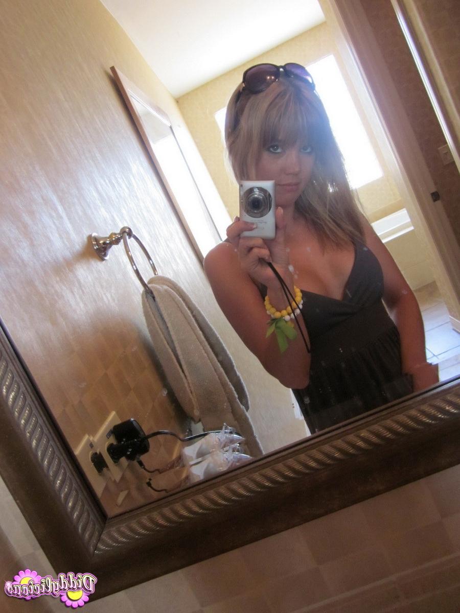 20P Cute amateur teen girl teasing in mirror