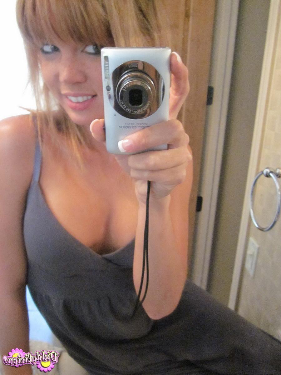 20P Cute amateur teen girl teasing in mirror