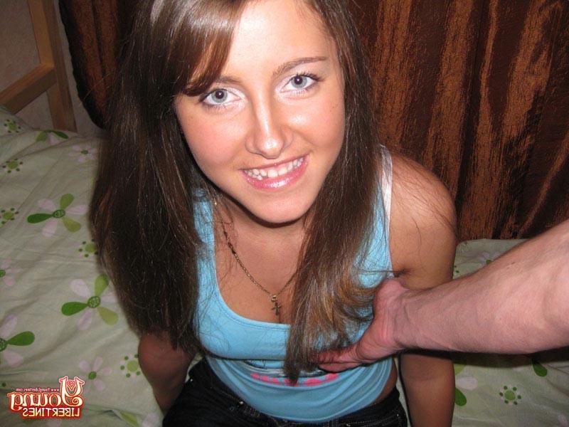 16P Playful teen swallows a dick from head to balls