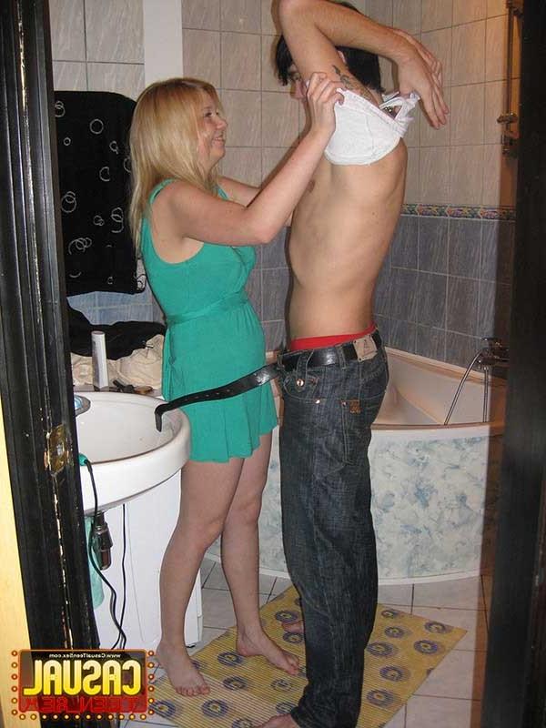 16P Pretty teen chick gets her holes banged in a bathroom