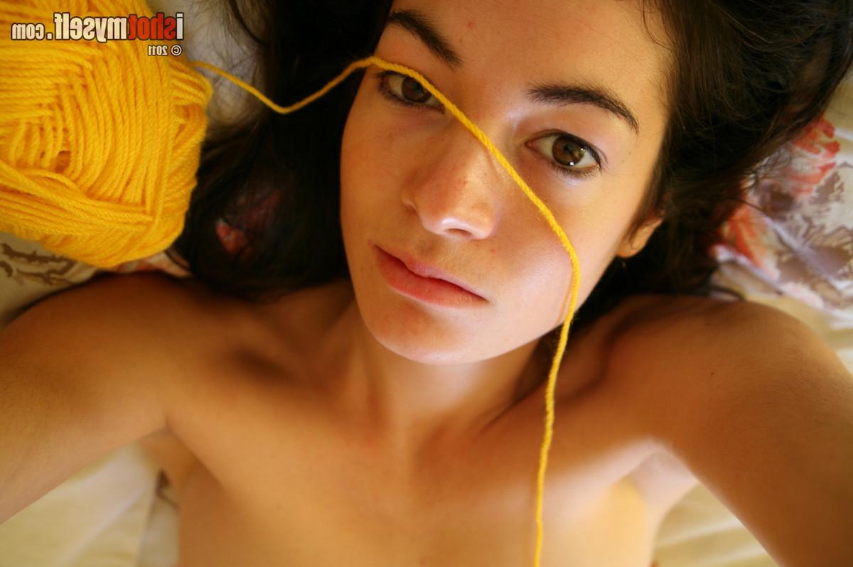 15P Selfshot hairy amateur teen Claire showing her unshaved pussy