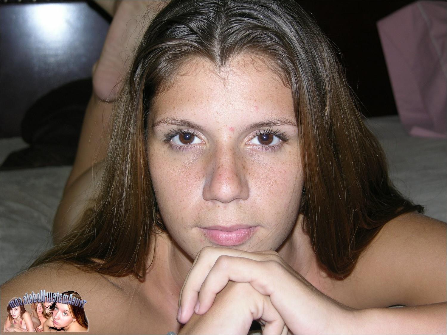 10P Freckled Face Amateur Teen Spreading Nude