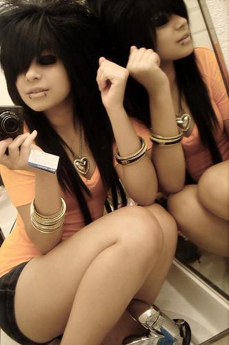 15P Selfshot emo amateur teen gfs panty teasing