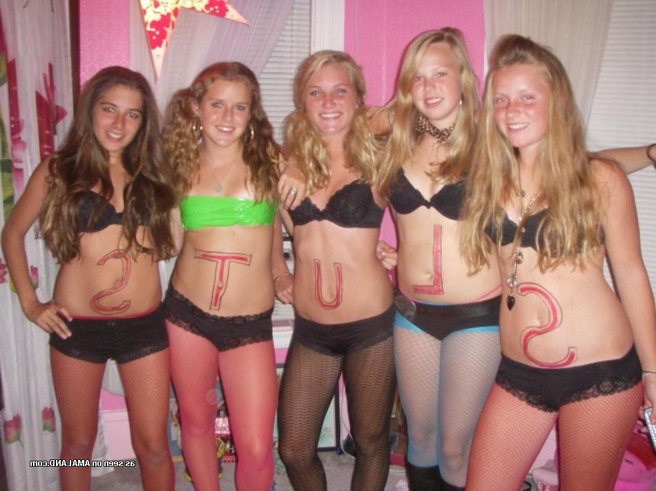 15P Amateur teen girlfriends and cheerleaders showing their panties