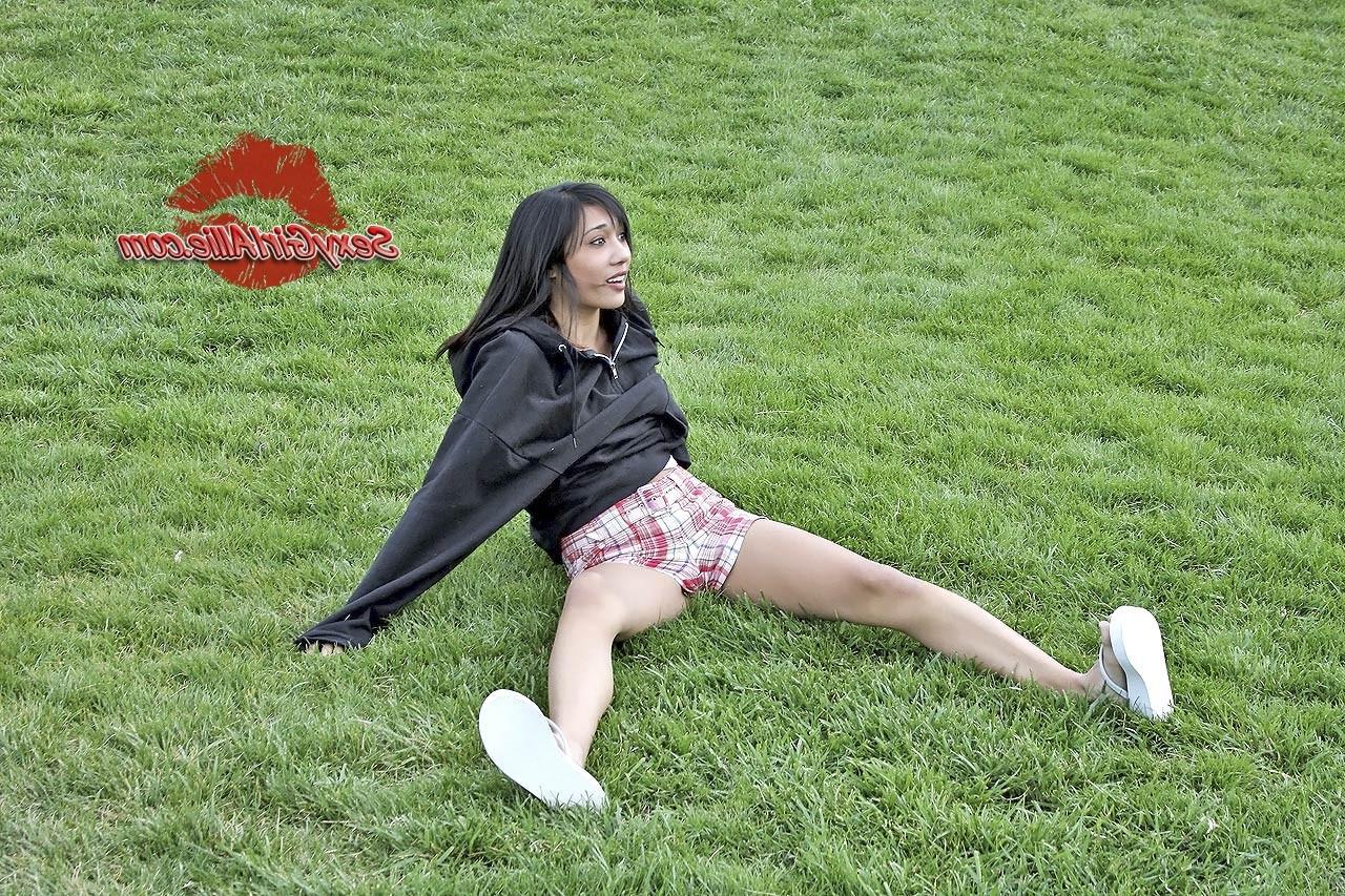 16P Skinny asian amateur teen at playground outside