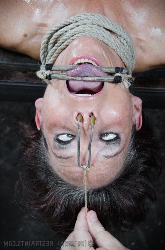 16P Syren De Mer boots babe in red bound upside down ass and pussy toyed