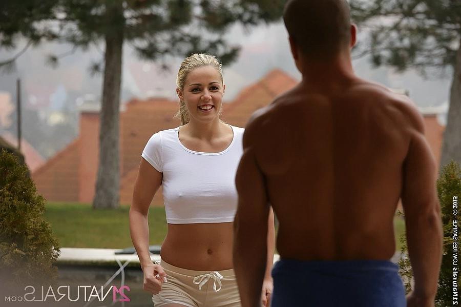 16P Christen Courtney hot blonde strips having pussy licked and blow