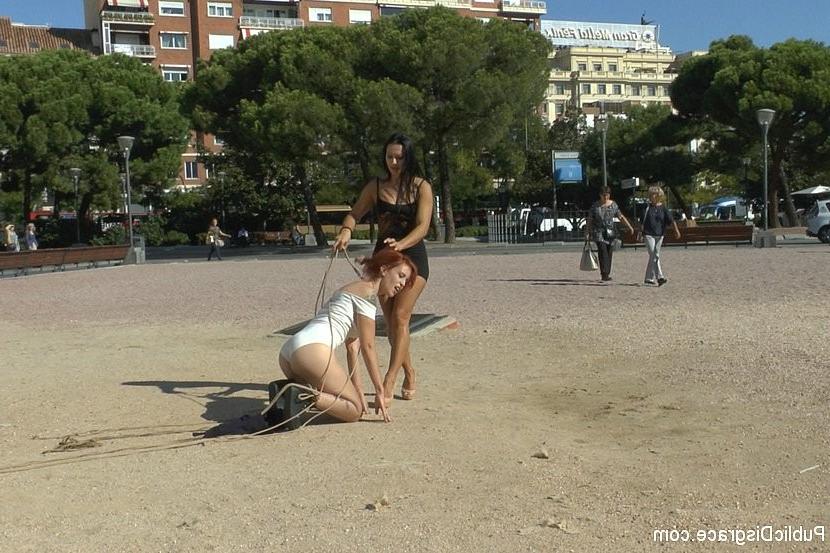 21P Lilyan Red redhead public babe is bound and fucked with an audience
