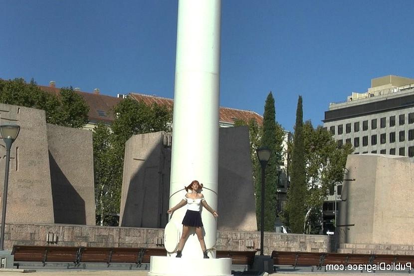21P Lilyan Red redhead public babe is bound and fucked with an audience
