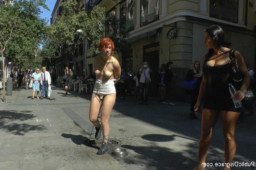21P Lilyan Red redhead public babe is bound and fucked with an audience