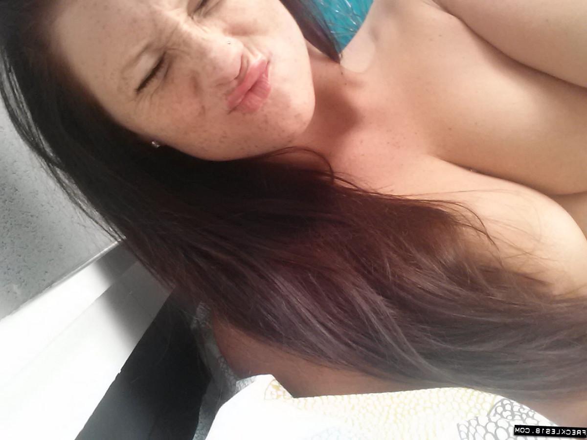 12P Delectable teenager Freckles 18 strips down to panties