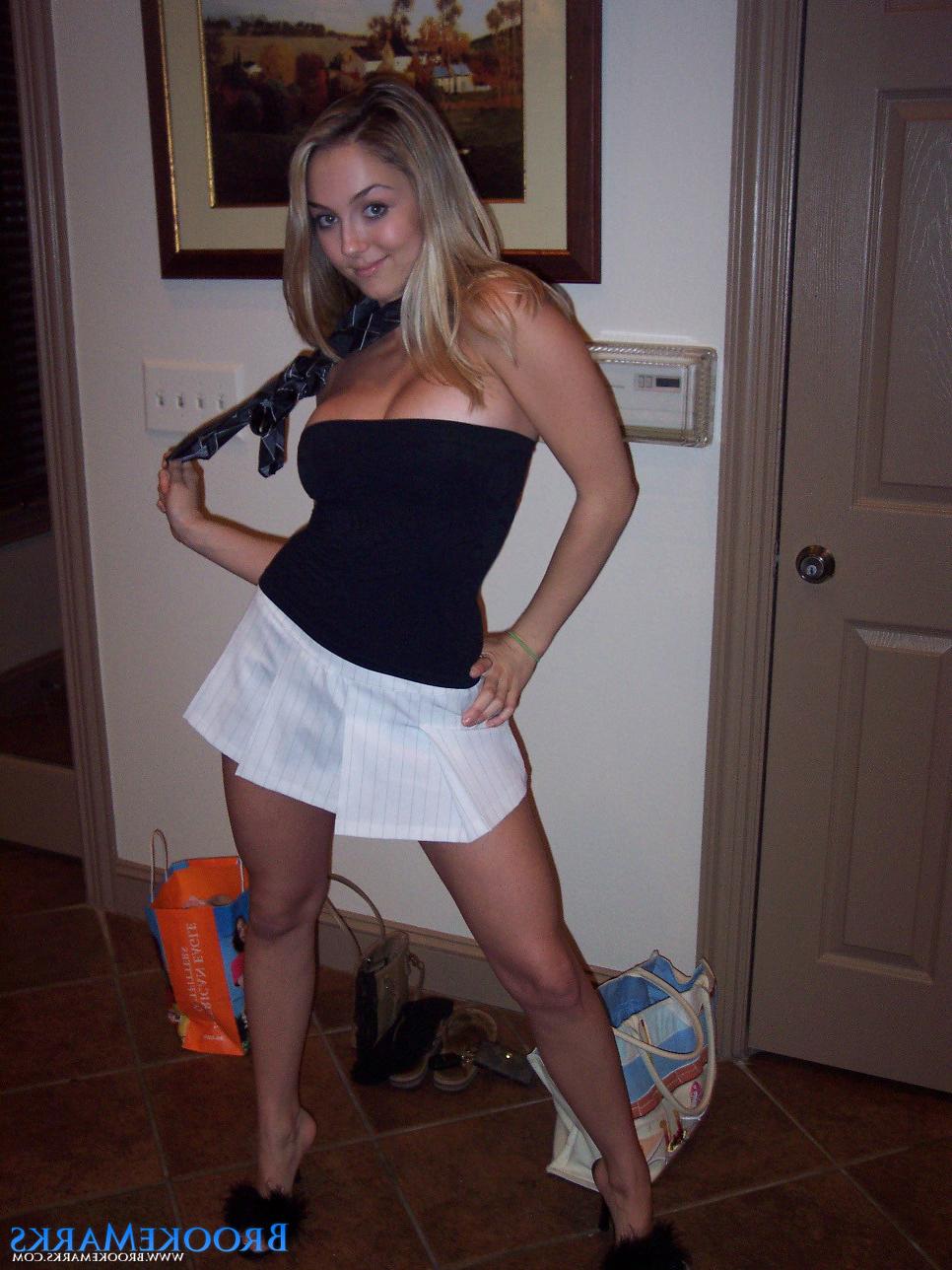 16P Pretty blonde in her very short white skirt