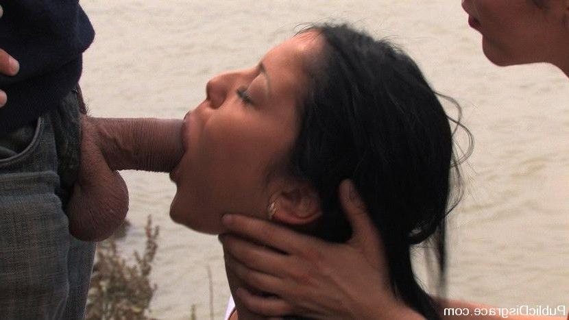 15P Pretty brunette experienced in bondage and fucked outside