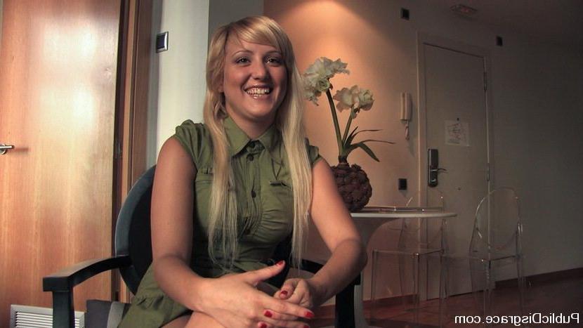 15P Cute blonde in bondage experience and fucked in public
