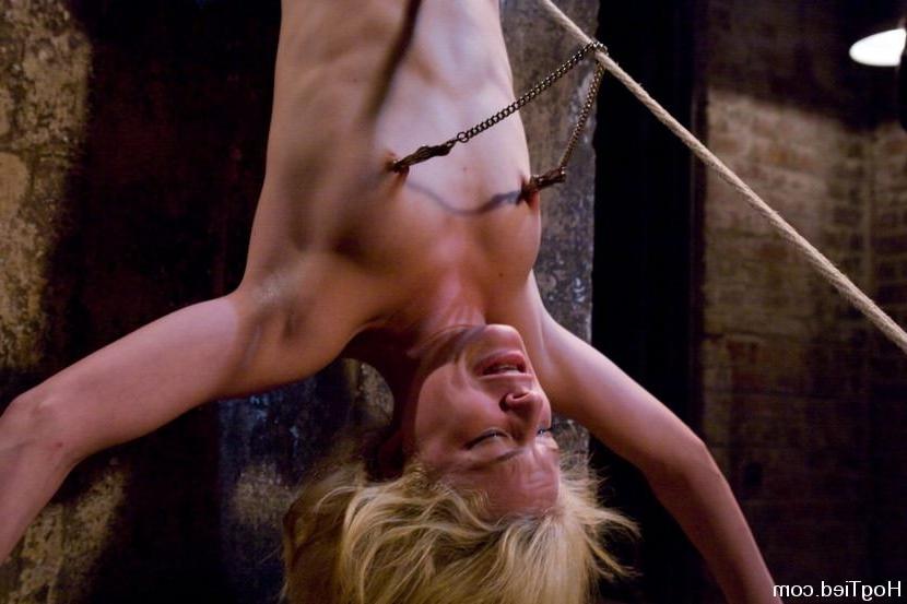 15P Obedient blonde with wide spread legs gets bondage experience