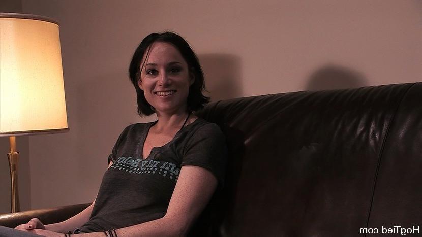 15P Excited brunette gets bondage experience on the sofa