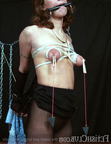 16P Sub in some serious tit bondage