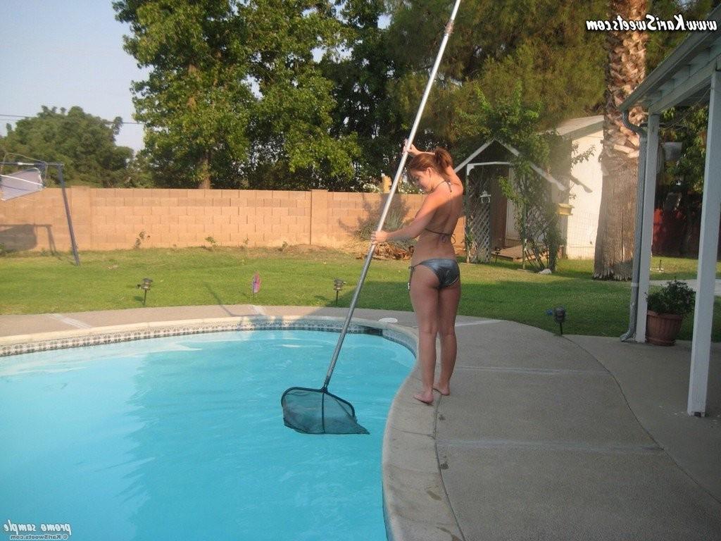 15P Teasing teen brunette in bikini