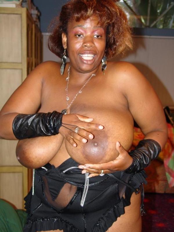 16P Lactating ebony milking tits