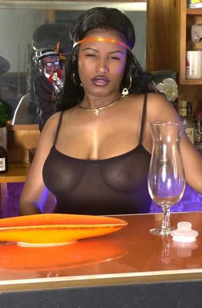 16P Ebony chick with huge natural breasts