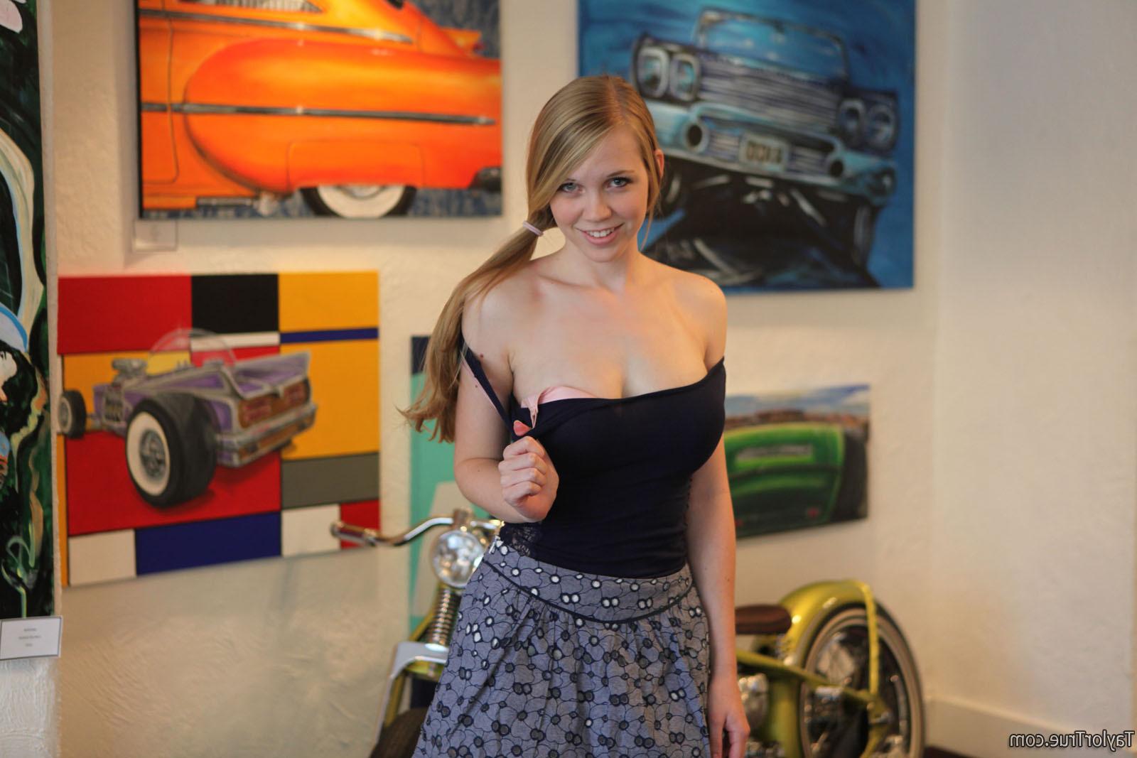 16P Blonde teen tease in short skirt