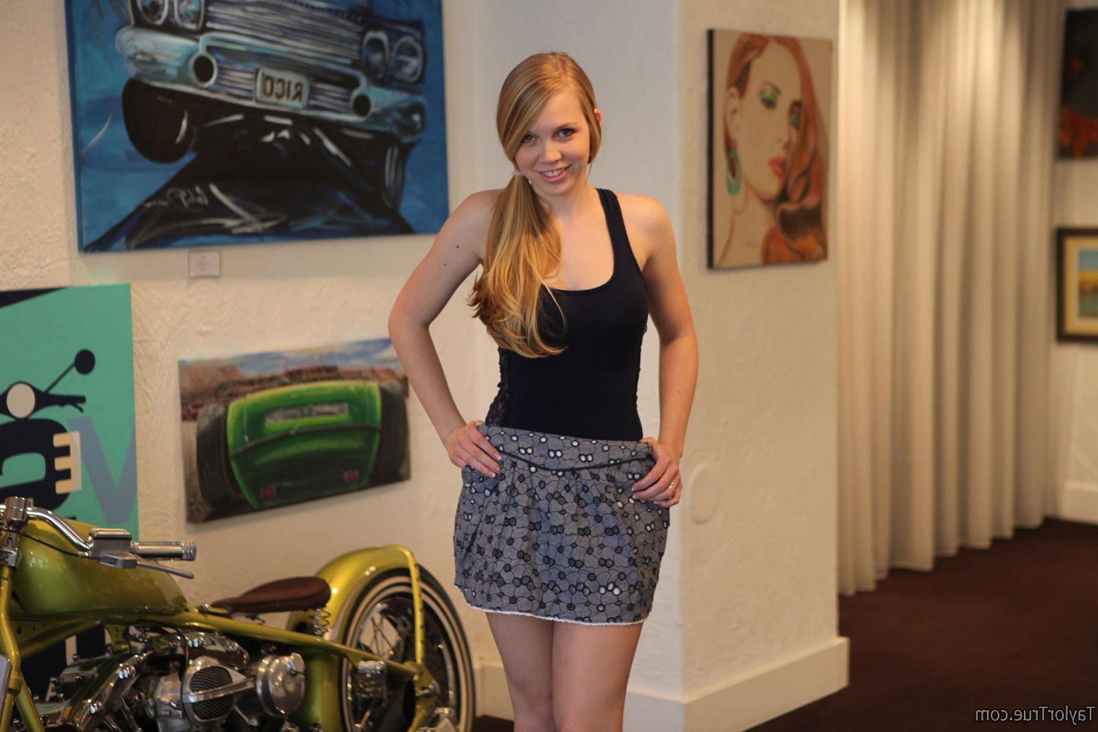 16P Blonde teen tease in short skirt