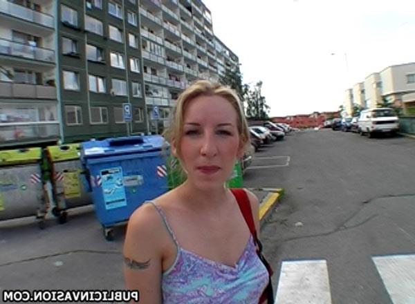 16P thin body czech amateur blondie fucking for cash in the street