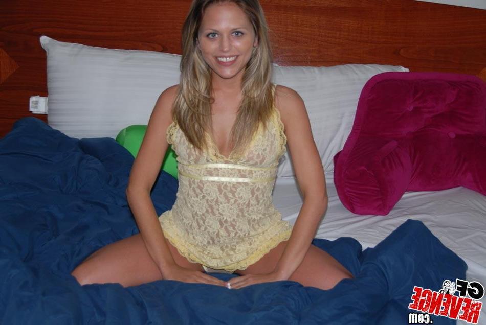 15P Blonde amateur teen girlfriend drops panties to suck cock in bed