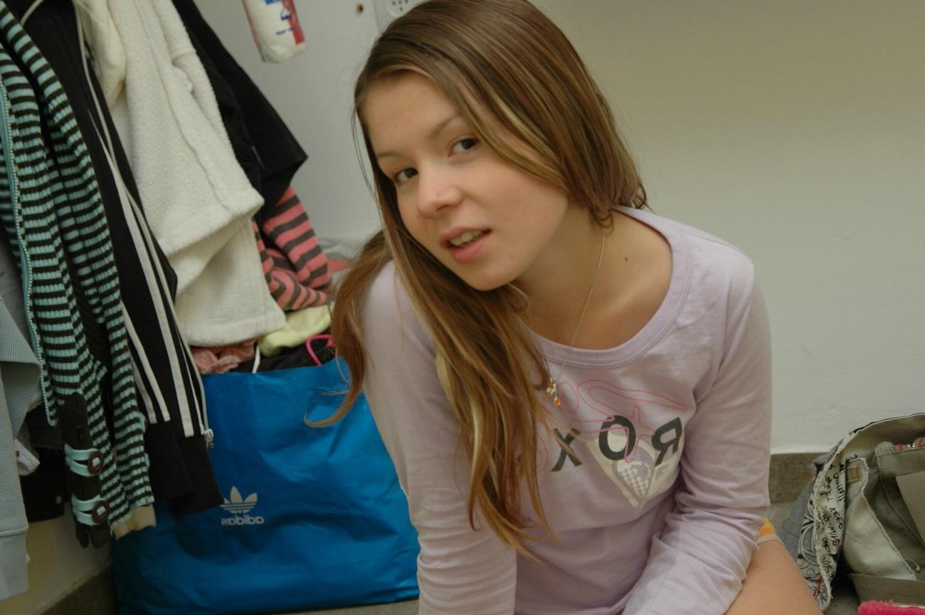 16P Pretty amateur teen girl strips